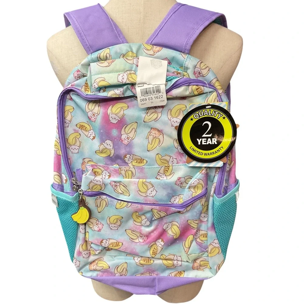 Crunchyroll Kids' Bananya Anime Cartoon Tabby Galaxy‎ Toss Print Backpack OS NWT